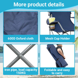 เก้าอี้พับพกพาสีสันสดใสสำหรับตั้งแคมป์กลางแจ้ง ตกปลา สวนสาธารณะ และห้องนอน - เก้าอี้พับน้ำหนักเบาพร้อมม่านบังแดด - Product Image 5