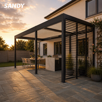 Pergola en aluminium pour toit avec toit à lamelles réglables et éclairage LED