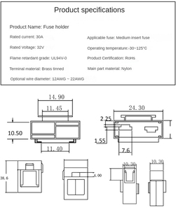 Giá Đỡ Cầu Chì Nội Tuyến Chống Nước Cho Xe Hơi 12-22awg Giá Đỡ Cầu Chì Tiêu Chuẩn Gắn Lưỡi ATC/ATO Với Nhiên Liệu 1a-30a - Product Image 6