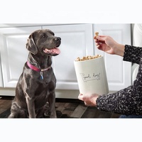 Vente en gros d'accessoires pour animaux de compagnie, pot à friandises pour chien en céramique et bois, bouteille de stockage d'aliments pour animaux de compagnie