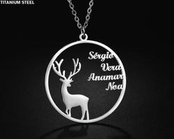 Collane regalo con alce in acciaio inossidabile nome personalizzato placcato in oro da donna collane con ciondolo a catena lunga con lettere di Natale - Product Image 6