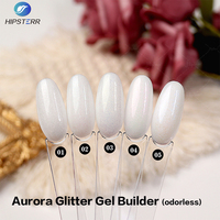 Gel de construction pour ongles à paillettes blanc laiteux sans acide et sans HEMA, inodore, longue durée, gel de construction à paillettes Aurora, extension d'ongles