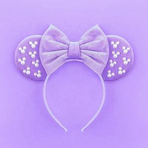 عصابة شعر مخملية عصرية مرصعة باللؤلؤ على شكل فأر ربطة رأس ربطة شعر للنساء لحفلات أعياد الميلاد زينة للأطفال إكسسوارات شعر للرحلات والحدائق - Product Image 3