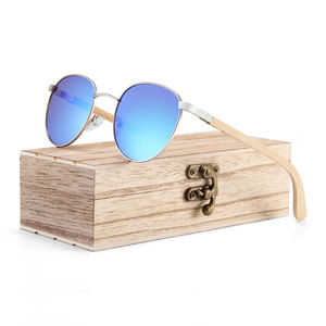 2025 mode lunettes métal cadre lunettes de soleil nuances rondes lunettes lunettes de soleil Logo personnalisé haute qualité bois lunettes de soleil - Product Image 5