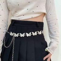 Chaîne de taille papillon argentée unisexe, accessoire vintage audacieux, ceinture pour jeans style YK, pour ajuster la taille, style européen et américain