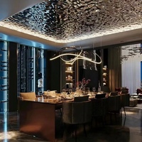Panneau de plafond moderne en placage de bois de bambou 3D effet vague d'eau, panneau décoratif intérieur en cristal de carbone, panneau mural ondulé en PVC pour KTV