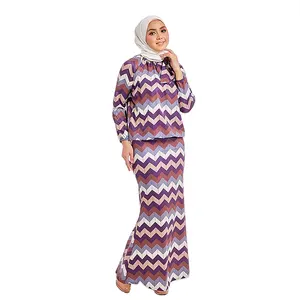 SIPO Malaysia 2023 Pattern Baju Kurung Moden Muslim Women Kurung Moden Violet Turtle Neck Wholesale In Vietnam Baju Kurung