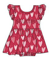 Romper rok lengan ruffle untuk bayi perempuan, motif buah dan bunga di seluruh bagian, cocok untuk musim panas