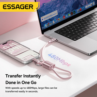 ESSAGER ES-X83 2 en 1, Cable de Datos USB C a USB C de 3A PD 60W para Laptop y Teléfono, Carga Rápida, con Cordón de Silicona, para iPhone y Samsung