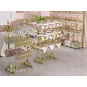 Metal Underwear Racks, Freestanding Clothing Store Boutiques Retail Lingerie  Display Stand, Double Sided Metal Storage Shelves for Bra/Swimsuit/Sock  (Color : Gold) : : Home