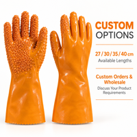 Gants en PVC personnalisés résistants aux produits chimiques, résistants à l'huile, imperméables, avec grip granulaire, manchette longue de 27-40 cm, doublure en polyester, vente en gros