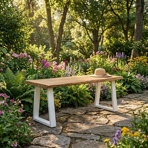 Este banco para exteriores ofrece resistencia natural a la intemperie, combinando elegancia y comodidad para sentarse en su jardín o patio. - Product Image 5