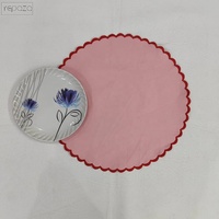 Linge de table Napperons brodés rose clair et napperons en tissu festonné de coton