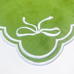 Serviettes en lin à motifs personnalisés avec double bordure brodée, en tissu de lin, pour mariage, Noël, Saint-Valentin, cadeau économique - Product Image 6