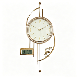 Horloge <span class=keywords><strong>murale</strong></span> silencieuse à quartz analogique en métal <span class=keywords><strong>doré</strong></span> de luxe, cadran géométrique abstrait, design Art Déco, style antique, à suspendre - Product Image 6