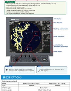Radar photoélectrique à bande X <span class=keywords><strong>KODEN</strong></span> pour régions maritimes éloignées MDC 7910P/7912P pour navires marins, économique, 12 kW, 19 pouces - Product Image 2