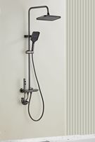 Ensemble de douche de qualité supérieure noir gris anthracite à touches piano avec affichage numérique LED, mitigeur de douche pluie en aluminium spatial pour salle de bain