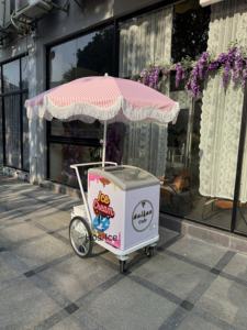 Vente d'Europe Crème glacée Snack Food Street Food Popsicle Vending Hand Push Cart avec batterie Boisson froide Bar mobile - Product Image 2