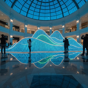 Instalación de luz de onda LED grande para atrio de centro comercial de lujo, pantalla de decoración de luz interior creativa - Product Image 1