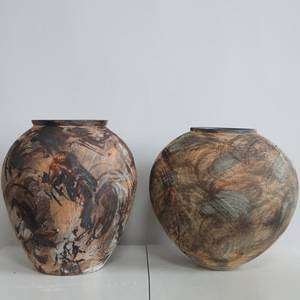 ชุดแจกันผ้าใบเซรามิกสไตล์รำลึกความหลังของตกแต่งบ้านสมัยใหม่แจกันโค่นล้มสำหรับการจัดดอกไม้ - Product Image 2