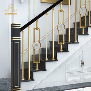 Barandillas y Pasamanos Modernos de Lujo Chapados en Oro - Material Personalizado de Cobre-Aluminio para Villas / Hoteles / Clubes - Product Image 6