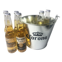 Seau à glace rond en métal galvanisé de qualité alimentaire de 5L en acier inoxydable pour 6 bouteilles de bière et de champagne