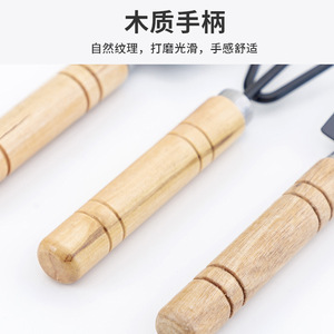 Juego de 3 herramientas de jardinería miniatura con mango de madera: pala, rastrillo y azadón para jardinería doméstica - Product Image 4