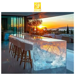 Panel de Pared Retroiluminado de Piedra Natural Translúcida para Encimera de Cocina de Lujo, Estilo Villa, BOTON STONE, Losas de Mármol Ónix Azul Cielo - Product Image 3