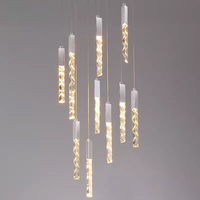 Lampe Led moderne en cristal pour escalier, éclairage d'intérieur chromé or, longue lampe en spirale pour salon, villa, Hall, lampe de décoration, lustre
