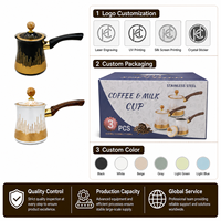 HC Venta al por mayor Jarra de café turco de acero inoxidable de 450-720ml con boquilla de desviación y mango de madera, Jarra para Latte Art OEM 6 piezas para Cafeterías y Comercios