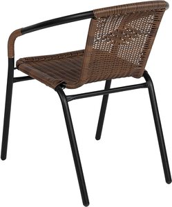 Stackable Wood Rattan Bistro Balcony Wicker <strong>Ratan</strong> Peacock Patio Arm <strong>Chair</strong> Outdoor <strong>Dinning</strong> Dining Cane Rattan <strong>Chair</strong> with Arms - Product Image 4