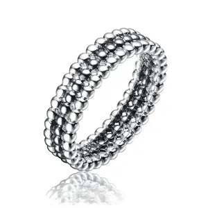 Keiyue bangkok antique 925 sterling silver ring jewellery with cz stones bead tennis ring