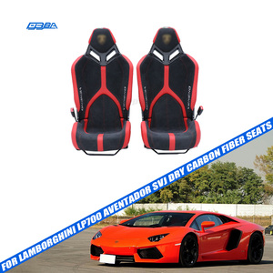 Sièges en fibre de carbone sèche noirs et rouges, couleur et matériau personnalisés pour Lamborghini LP702 Aventador SVJ - Product Image 1