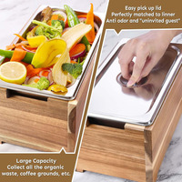 Poubelle à compost de cuisine, poubelle à compost de comptoir, seau à compost en bois avec insert en acier inoxydable