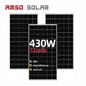 Panneau solaire monocristallin <span class=keywords><strong>Amso</strong></span> Solar AS430S fabriqué en Chine, 430 watts, 72 cellules, cadre en alliage d'aluminium anodisé, boîte de jonction IP67 - Product Image 1