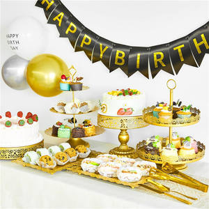 ชุดถาดวางขนมหวานสไตล์เรโทร 10 ชิ้น ชั้นวางเค้กโลหะสีทองแบบลอย สำหรับงานแต่งงาน วางเค้กและคัพเค้ก ตกแต่งโต๊ะขนมหวาน - Product Image 5