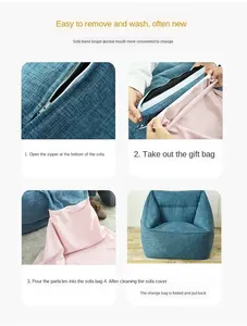 Fauteuil <span class=keywords><strong>pouf</strong></span> sans rembourrage pour enfants, adultes, famille, camping, fête, jeu, canapé paresseux, <span class=keywords><strong>pouf</strong></span>, ottoman, siège de sol tatami, housse de <span class=keywords><strong>pouf</strong></span> - Product Image 3