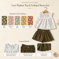 Ensemble de vêtements pour bébé fille en coton d'été, motif floral, tenue décontractée pour nourrisson, OEM