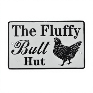 Letrero decorativo The Fluffy Butt Hut, la mayoría de las tendencias, hierro fundido, blanco, pintado a mano, letrero de pared personalizado, letrero de Metal a los precios más bajos - Product Image 1