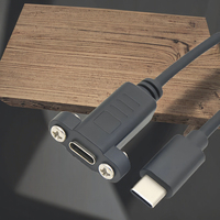 Kabel Ekstensi USB-C 0.3m Male to Female Tipe-C 3A Pengisian Cepat Tembaga Murni Berpelindung dengan Panel Mount