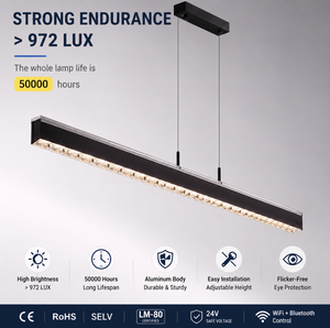 Lampada a Sospensione LED Lineare Dimmerabile Su e Giù |   Lampada Intelligente RGBW in Alluminio con Cambio Colore, Controllo tramite App e Telecomando - Product Image 4