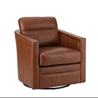Fauteuil pivotant ergonomique en cuir véritable pour salon, chaise de loisirs moderne pour la maison, le bureau, l'appartement, l'hôtel