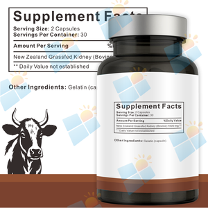 Capsule di Reni di Manzo Nutrito ad Erba, Formula Personalizzata OEM ODM, Etichetta Privata, Vendita all'Ingrosso, Integratore per il Supporto Renale e Immunitario - Product Image 2
