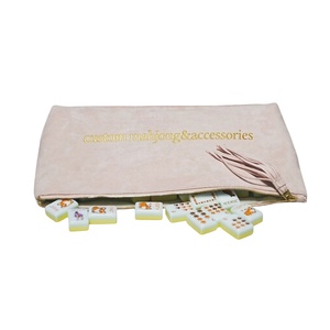 Bolsa de transporte de lujo de <span class=keywords><strong>terciopelo</strong></span> <span class=keywords><strong>azul</strong></span> para Mahjong, bolsa con cremallera para almacenamiento de fichas de Mahjong americano, piezas de Rummy y cartas - Product Image 3