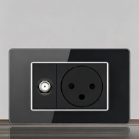 Prise murale PC noire moderne 0 prises CA 230V 10A IP20 2 modules intégrés Wi-Fi compatible application Smart Life Port USB-C YUHE 86x86mm 1m