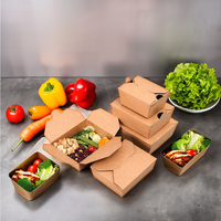 AT PACK Gobelet en papier kraft écologique, recyclable et jetable, carré et rond, récipient en papier pour aliments à emporter de qualité alimentaire