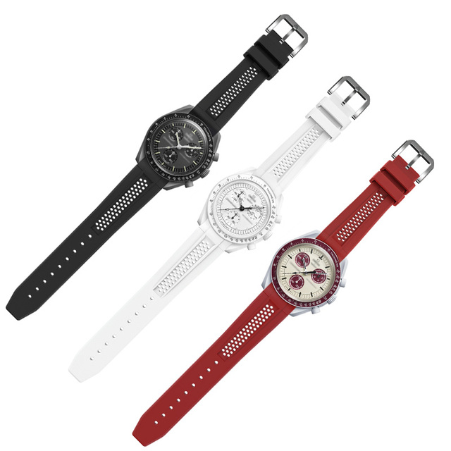 Wholesale Breathable Soft Silicone & Rubber Curved Watch Strap 20mm for X for Moonswatch Sports Type