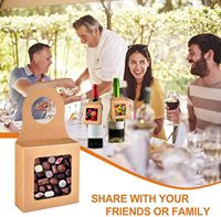 Boîtes à vin en papier kraft avec fenêtre transparente, pliables, avec poignée, pour cadeaux, bonbons ou truffes.
