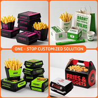 Boîte d'emballage carrée personnalisée de style chinois non pliable pour hamburgers, snacks à emporter, vente en gros, épaissie