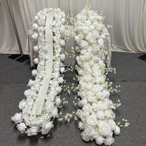 KE-FR008 Vente en gros <span class=keywords><strong>de</strong></span> chemins <span class=keywords><strong>de</strong></span> <span class=keywords><strong>table</strong></span> floraux artificiels blancs et verts pour <span class=keywords><strong>mariage</strong></span>, <span class=keywords><strong>chemin</strong></span> <span class=keywords><strong>de</strong></span> <span class=keywords><strong>table</strong></span> floral pour allée, fausse guirlande <span class=keywords><strong>de</strong></span> fleurs pour décoration d'événements - Product Image 4